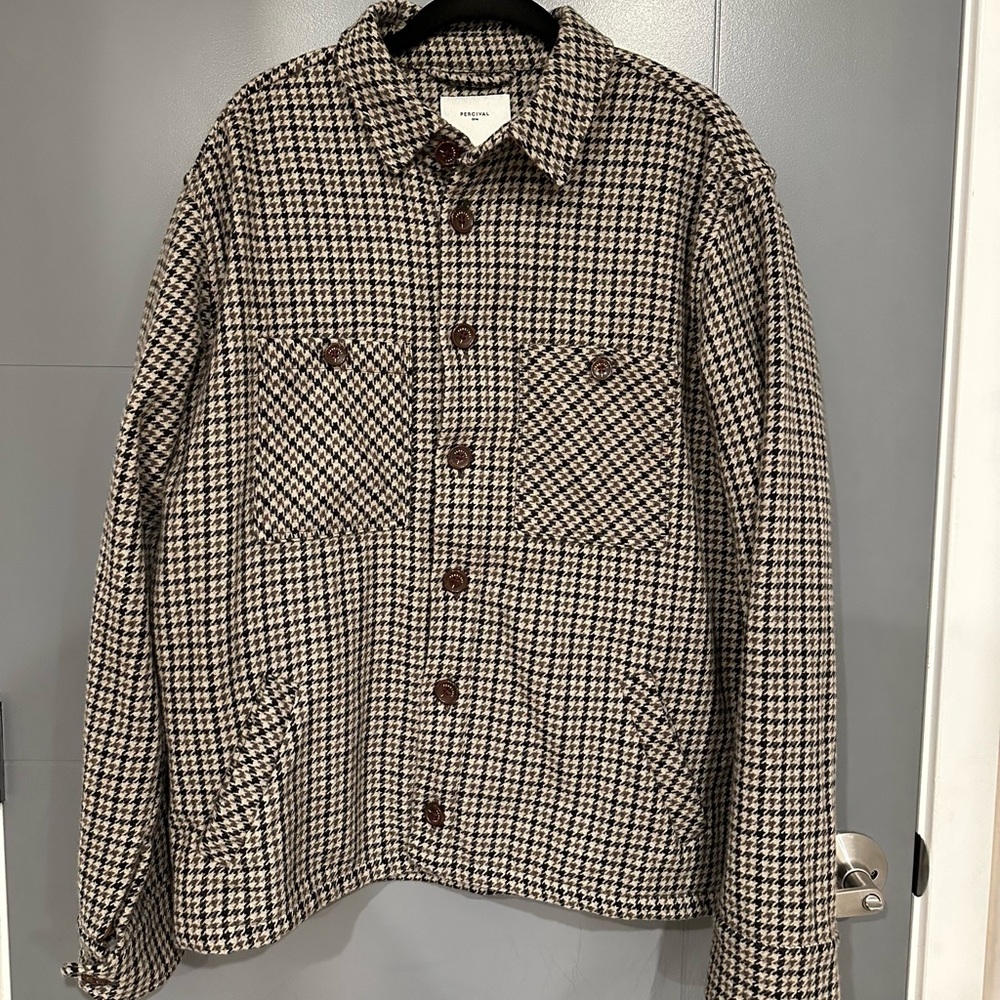 Sold Out Percival Men's Houndstooth Wool Overshirt Jacket Coat Shacket
